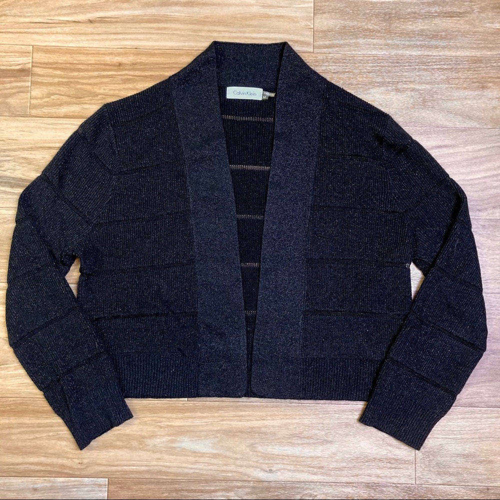 Calvin Klien Metallic Cropped Cardigan Shrug EUC